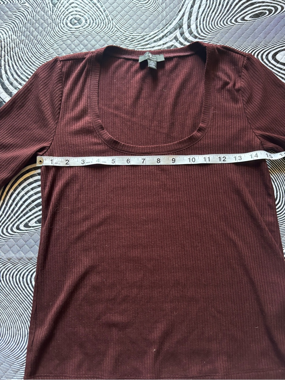 7 For All Mankind Short Sleeve Scoop Neck Top - Burgundy - Picture 3 of 5